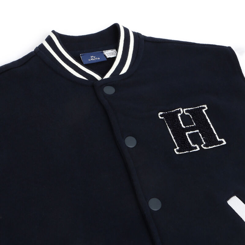 Boys Dark Blue Colorblocked Cardigan image number 2